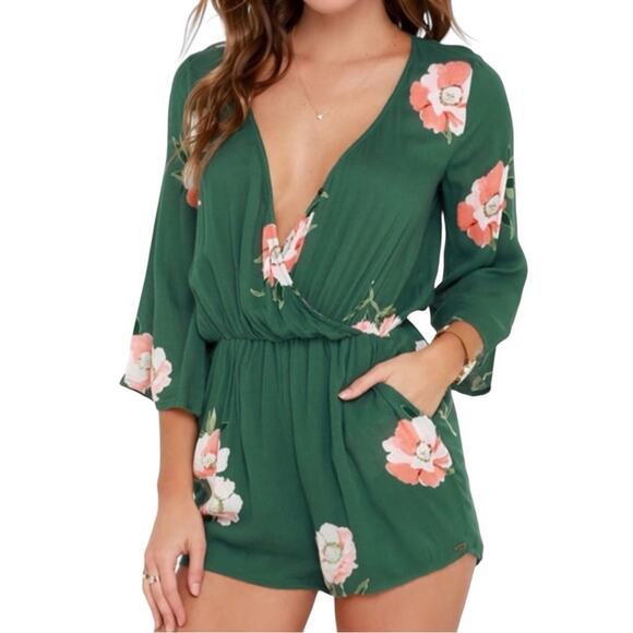 O'Neill Indica Floral Short Romper Green Size Medium - Picture 7 of 10